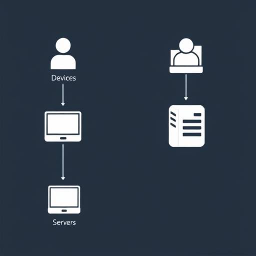 Diagram illustrating the flow of data collection from user devices to Immersive Worlds servers.