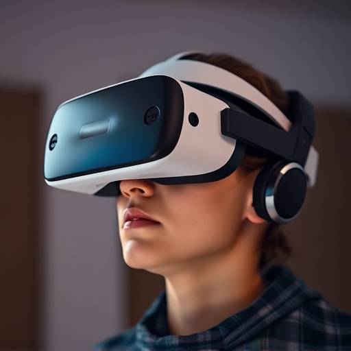 Image of a person wearing VR headset experiencing immersive media.