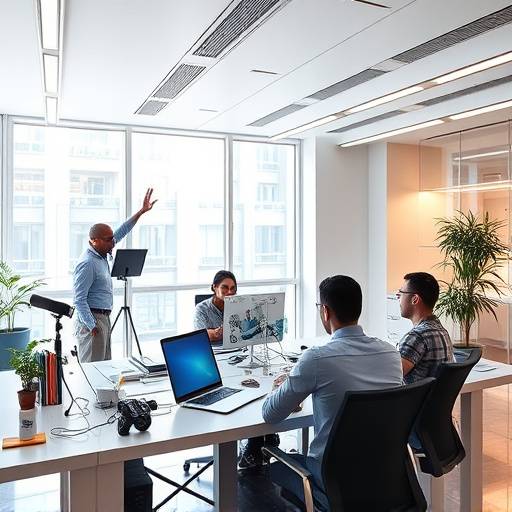 Image of people collaborating in a Metaverse virtual office.